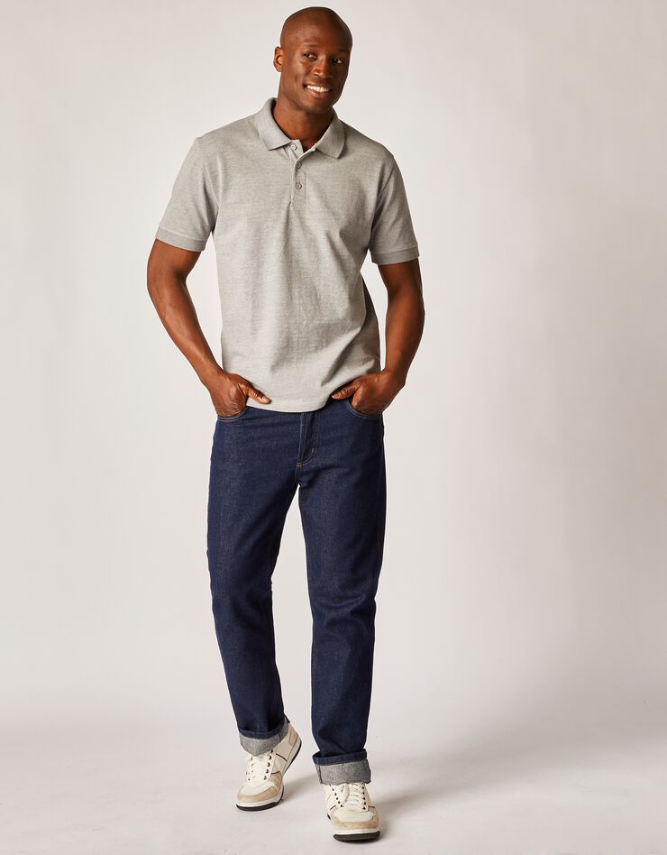 Polo uni maille piquée manches courtes (gris clair) Polo uni maille piquée manches courtes (gris clair)