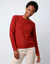 Pull col rond, maille fantaisie (rouge)