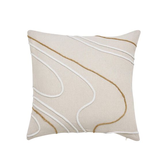 Coussin lignes reliéfées jute et corde (naturel)