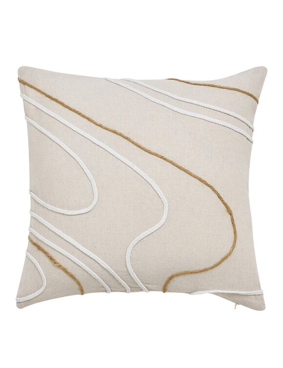Coussin lignes reliéfées jute et corde (naturel)