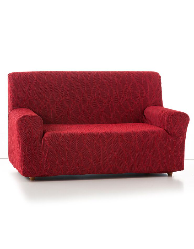 Housse extensible motif jacquard pour fauteuil et canapé  (rouge)