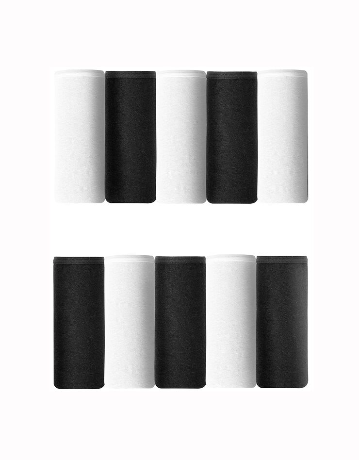 Culotte forme taï en coton extensible uni – lot de 10  (blanc / noir)