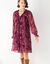 Robe imprim&eacute;e &agrave; plis, imprim&eacute; for&ecirc;t (prune / rose)