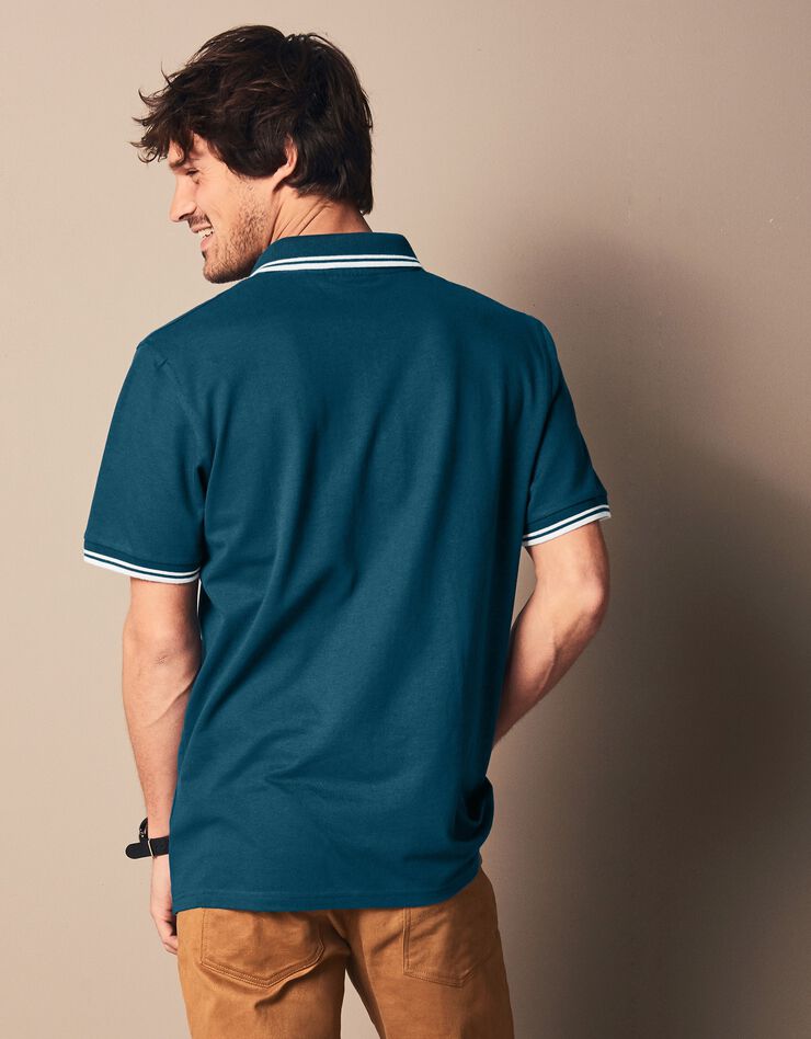Polo uni maille piquée manches courtes (bleu canard) Polo uni maille piquée manches courtes (bleu canard)