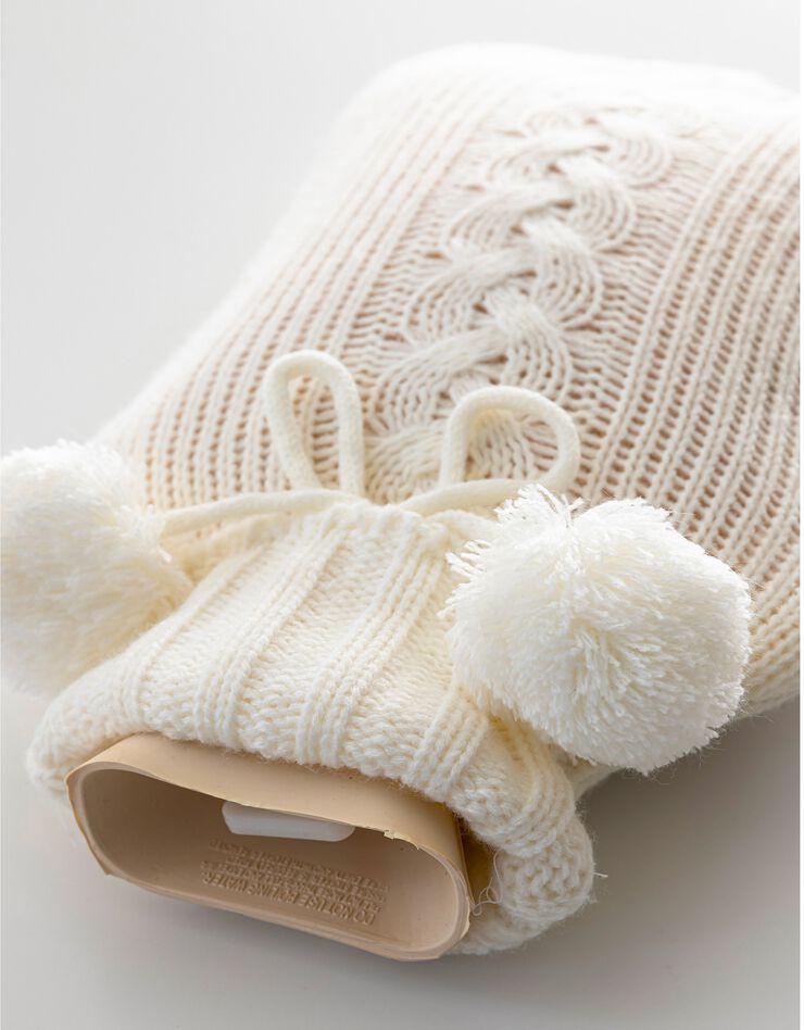 Bouillotte classique tricot torsadé (beige)
