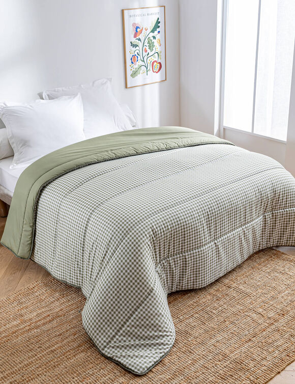 Couette microfibre imprim&eacute; vichy 200 g/m&sup2;  (kaki)