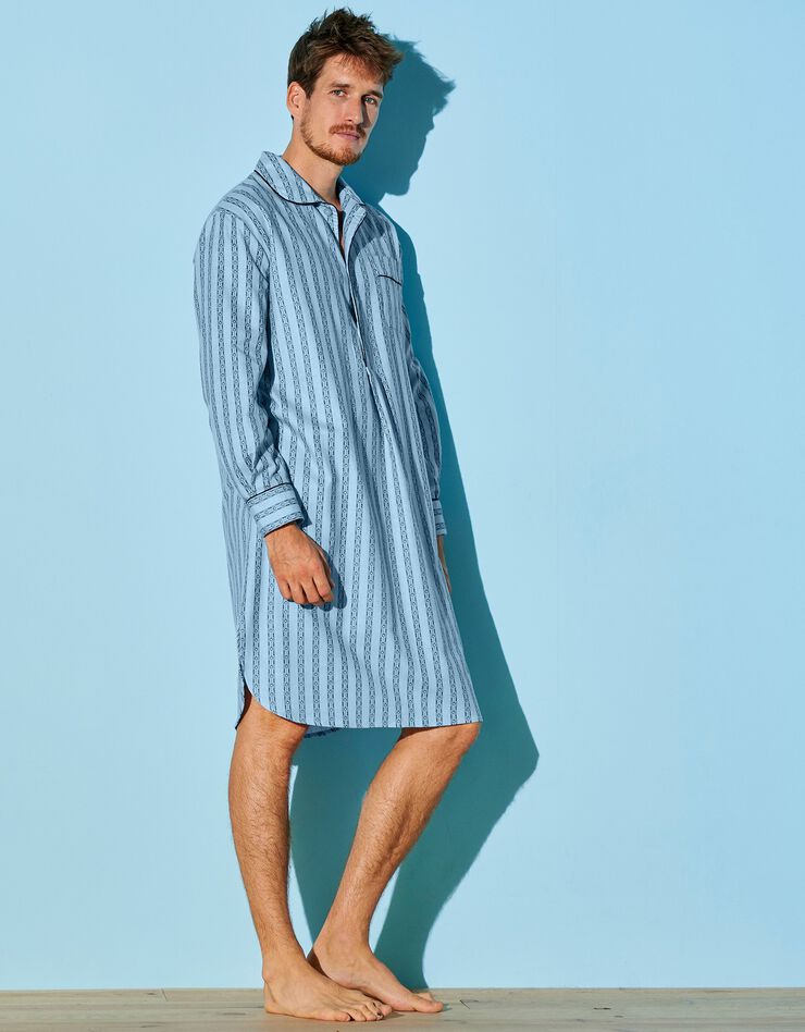 Chemise de nuit - pilou coton (bleu) Chemise de nuit - pilou coton (bleu)