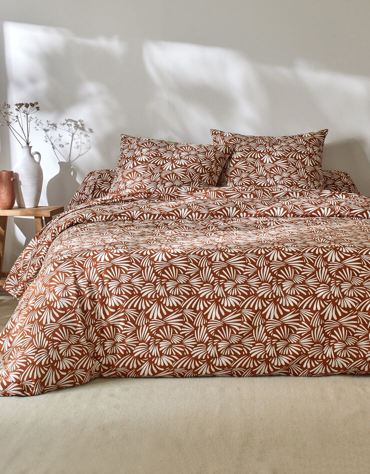 Linge de lit Vick en coton imprimé graphique (caramel)