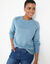 Pull col rond, maille fantaisie toucher doux (bleu grisé)