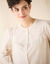 Chemisier boutonné col rond rayé (beige / blanc)
