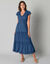 Robe longue dentelle macramé (indigo)