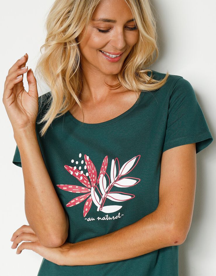 Chemise de nuit courte motif "Au naturel" manches courtes (vert sapin) Chemise de nuit courte motif "Au naturel" manches courtes (vert sapin)
