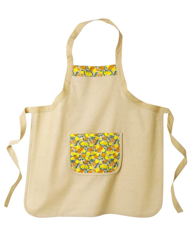 Tablier cuisine forme bavette imprimé citrons - lot de 2 (beige / jaune) Tablier cuisine forme bavette imprimé citrons - lot de 2 (beige / jaune)