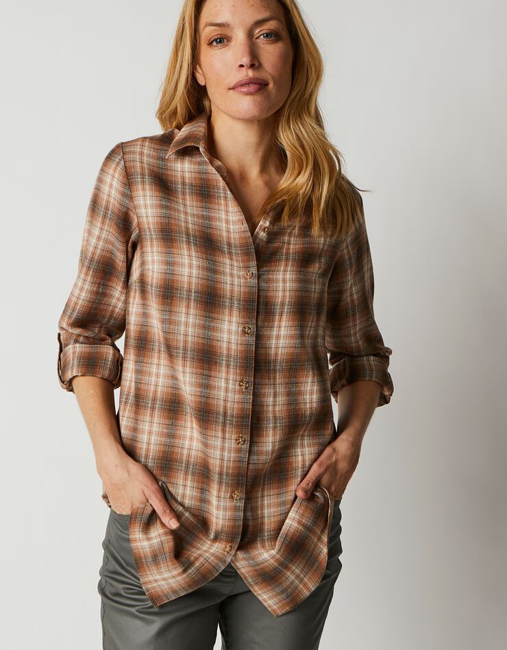 Chemise longue à carreaux flanelle (caramel) Chemise longue à carreaux flanelle (caramel)