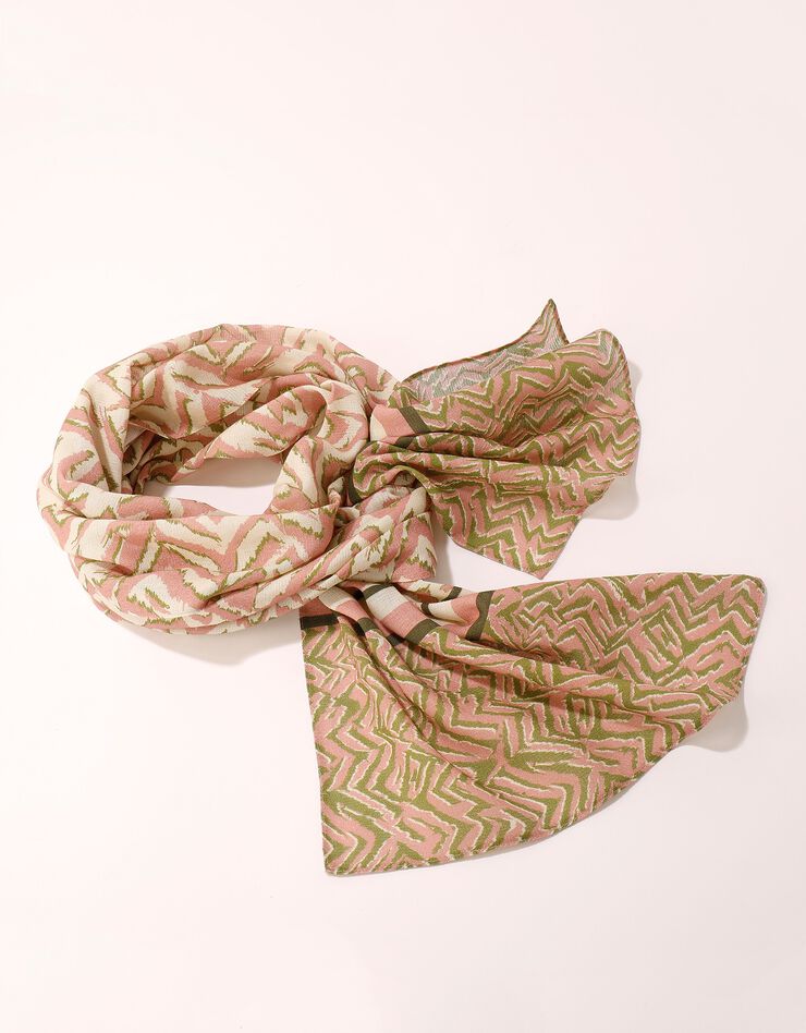 Foulard fabriqué en France imprimé peau de bête, 198x38 cm - coton biologique(1) (rose) Foulard fabriqué en France imprimé peau de bête, 198x38 cm - coton biologique(1) (rose)