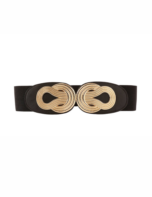Ceinture élastiquée boucle effet nœud (noir)