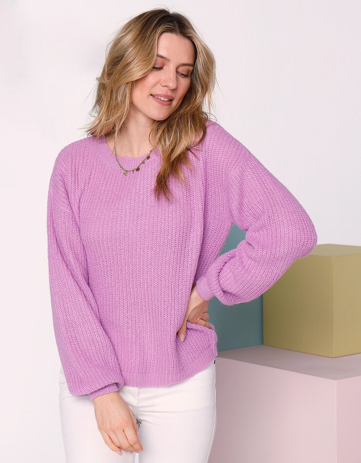 Pull boîte manches longues, maille anglaise <br/> (parme) Pull boîte manches longues, maille anglaise <br/> (parme)