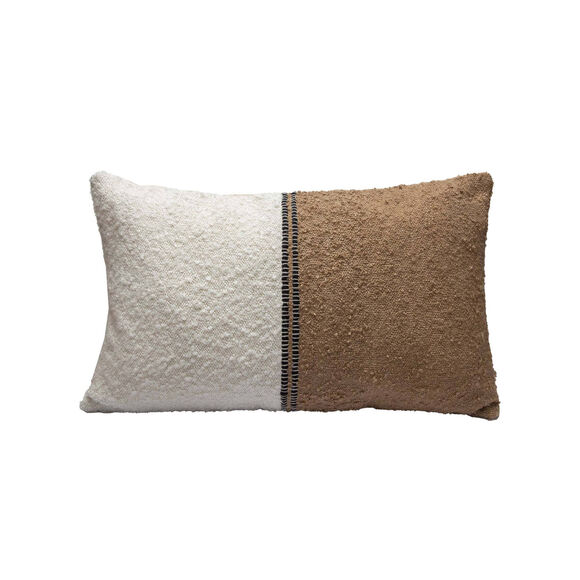 Coussin rectangulaire bicolore  (écru / taupe)