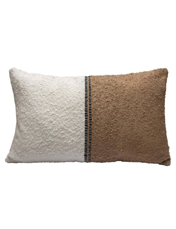 Coussin rectangulaire bicolore  (&eacute;cru / taupe)