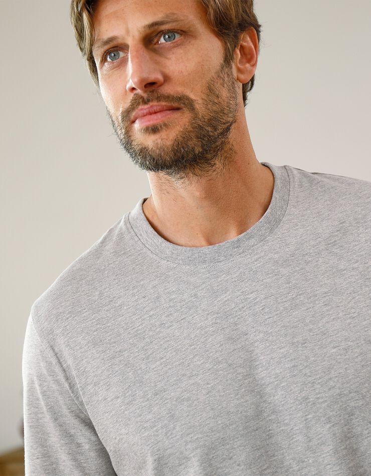 Tee-shirt col rond manches courtes - lot de 3 (bleu gris + taupe + gris) Tee-shirt col rond manches courtes - lot de 3 (bleu gris + taupe + gris)