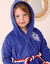 Peignoir de bain enfant foot à capuche éponge coton - 340 g/m² (bleu dur)
