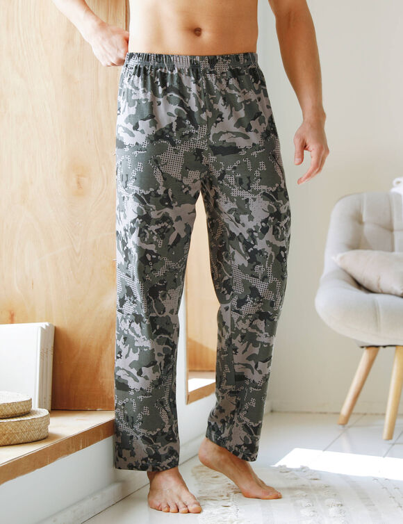 Pantalon pyjama coton imprimé (gris / noir)