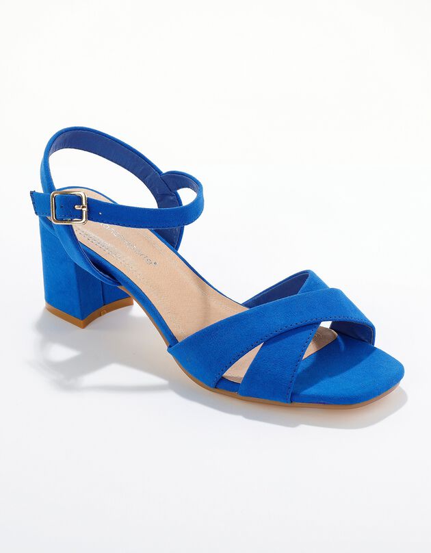 Sandales à talon brides croisées (bleu)