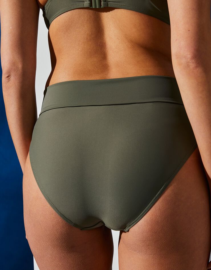 Slip de bain uni sculptant Solaro - ceinture modulable (kaki)