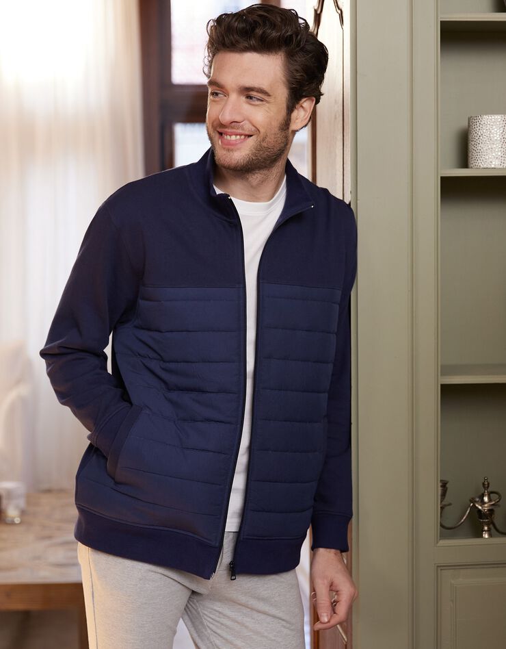 Veste bi-matière zippée matelassée et molleton (marine) Veste bi-matière zippée matelassée et molleton (marine)