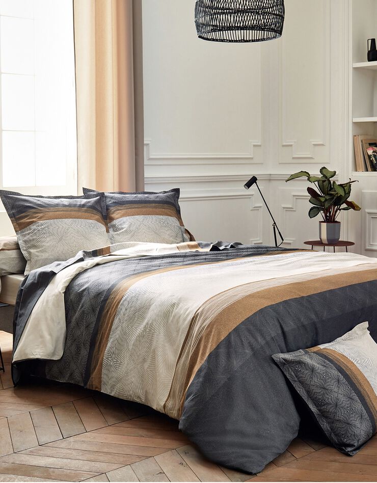 Linge de lit Tiago satin de coton imprimé (noir)