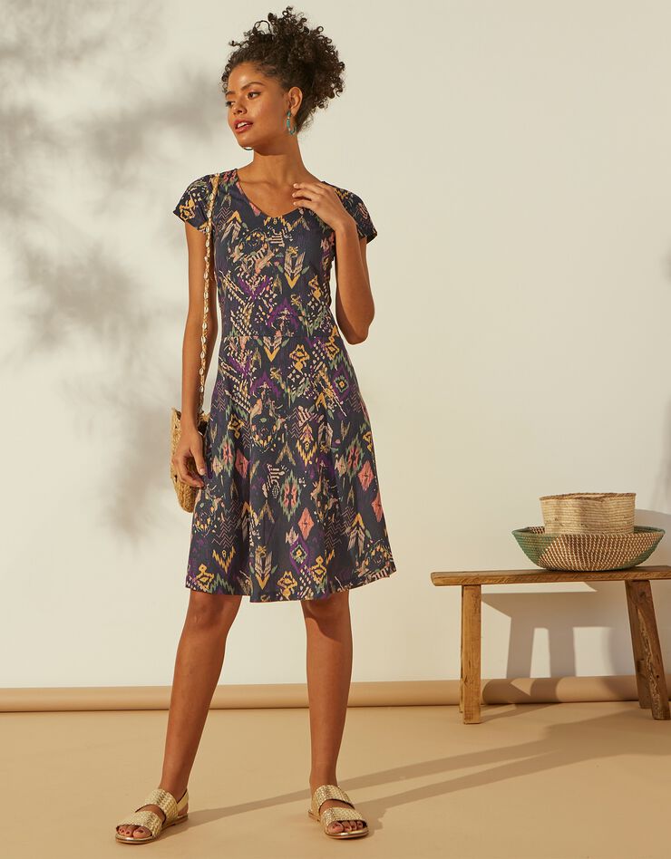 Robe courte imprimée (marine / corail) Robe courte imprimée (marine / corail)