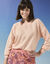Pull manches blousantes, maille ajourée (rose pâle)