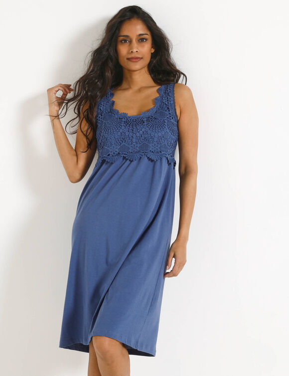 Robe plastron macram&eacute; (indigo)