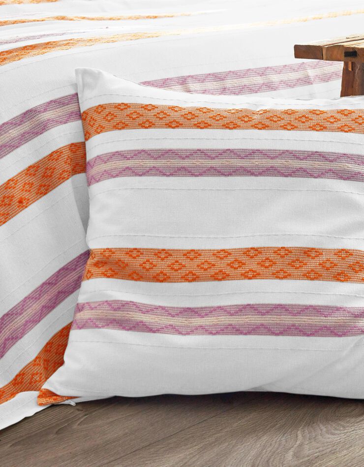 Jeté de lit coton tissé rayé (orange / violet) Jeté de lit coton tissé rayé (orange / violet)