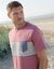 T-shirt rayé manches courtes (vieux rose)