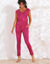 Pantalon fuselé uni, taille élastiquée (violine)