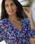Robe longue boutonnée imprimée crépon (bleu / vert)