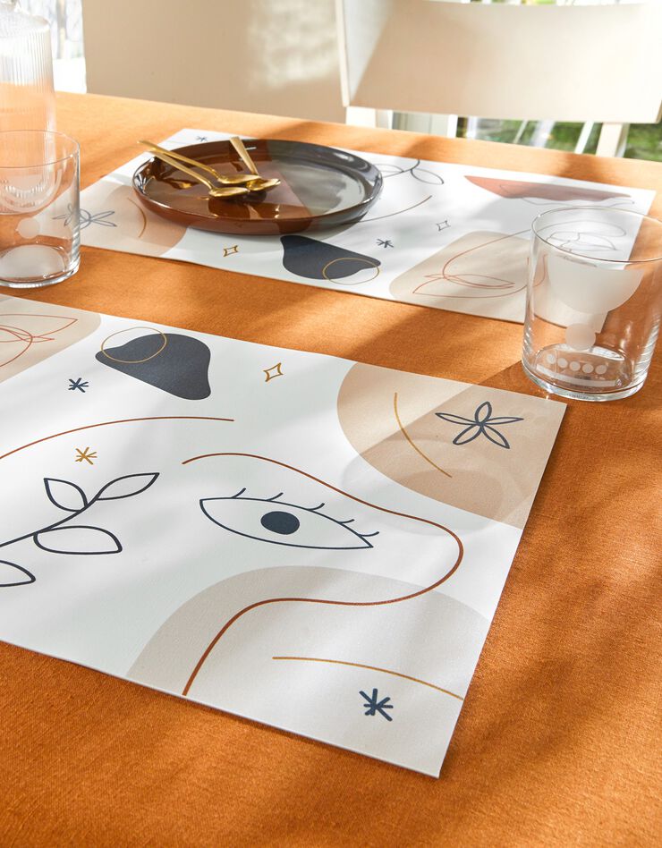 Set de table vinyle - lot de 2 (beige / bleu) Set de table vinyle - lot de 2 (beige / bleu)
