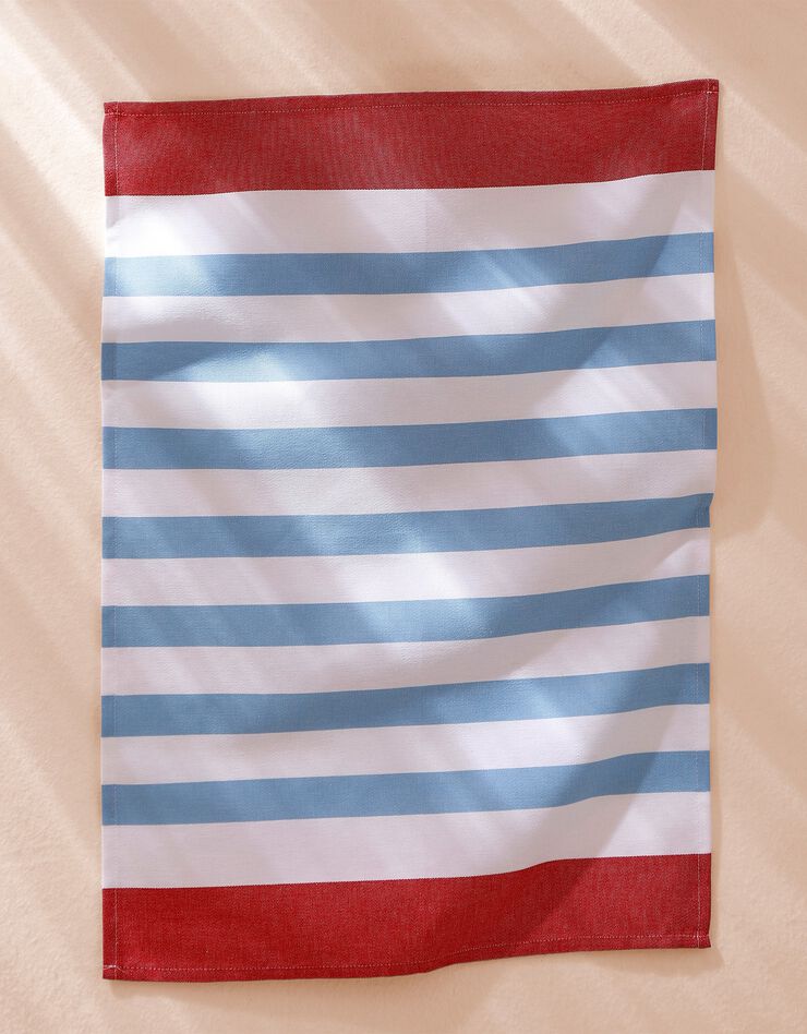 Torchon motif crustacés - lot de 3 (bleu / corail) Torchon motif crustacés - lot de 3 (bleu / corail)