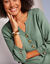 Pull col tunisien manches 3/4, maille fantaisie (kaki)