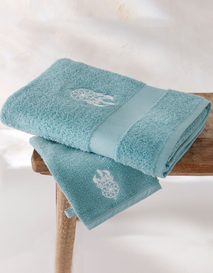 Éponge coton broderie attrape rêves - 420g/m² (vert d'eau) Éponge coton broderie attrape rêves - 420g/m² (vert d'eau)