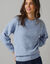 Pull col rond en laine mélangé, empiècement perles fantaisies (bleu)