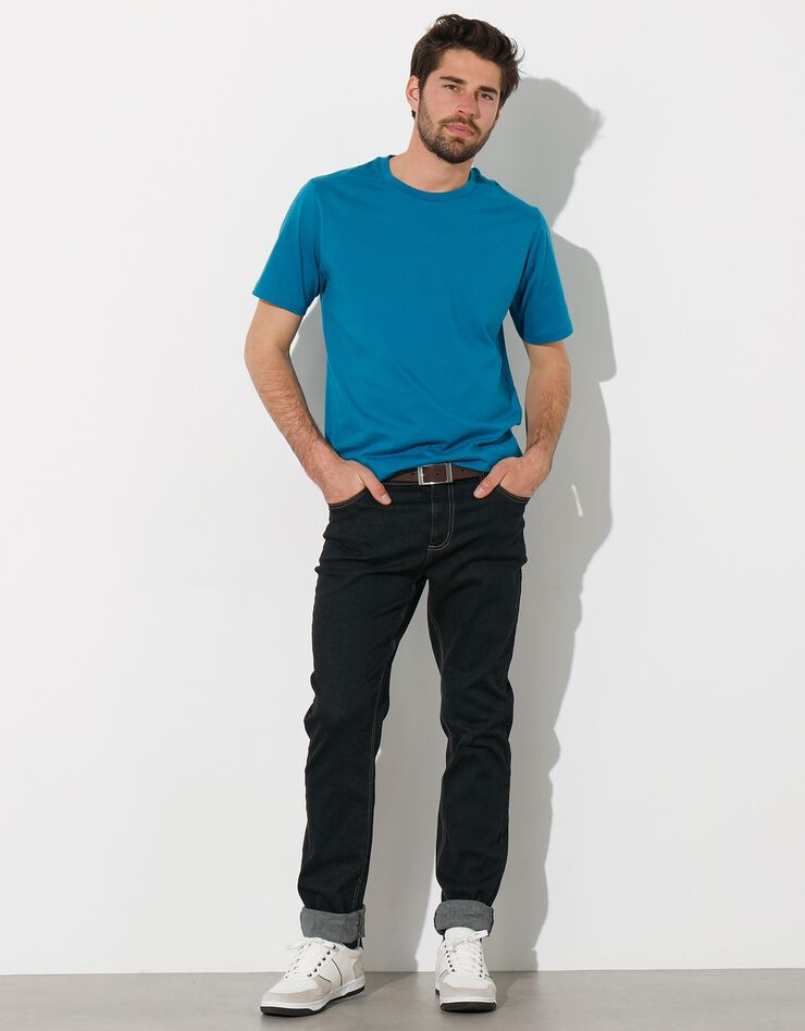 Tee-shirt col rond manches courtes - lot de 3 (bleu + marron + gris)