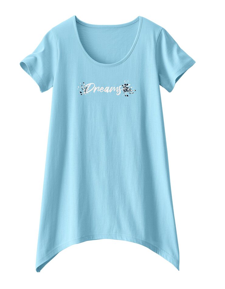 Tee-shirt asymétrique manches courtes – turquoise (turquoise)