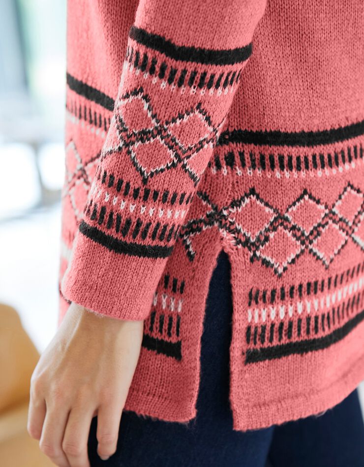 Pull tunique, base et poignets jacquard (terracotta) Pull tunique, base et poignets jacquard (terracotta)