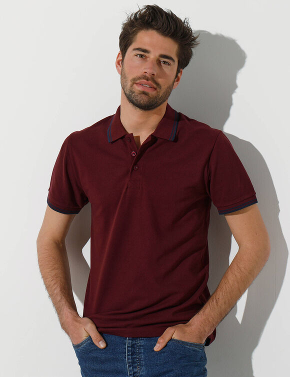 Polo uni maille piquée manches courtes (bordeaux)