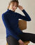 Pull col roulé, maille côtelée (bleu vif)