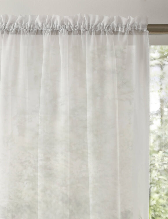 Panneau voile uni finition galon fronceur (blanc)