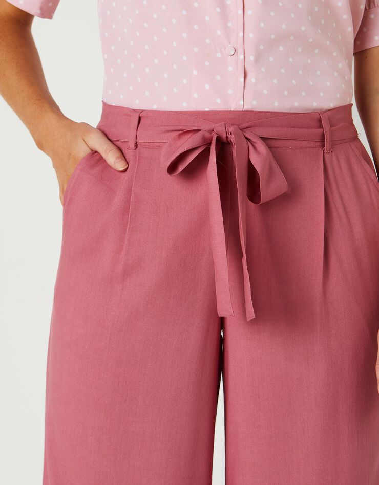 Pantalon raccourci large uni (bois de rose) Pantalon raccourci large uni (bois de rose)