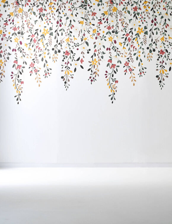 Papier peint panoramique C&eacute;leste fleuri (blanc)